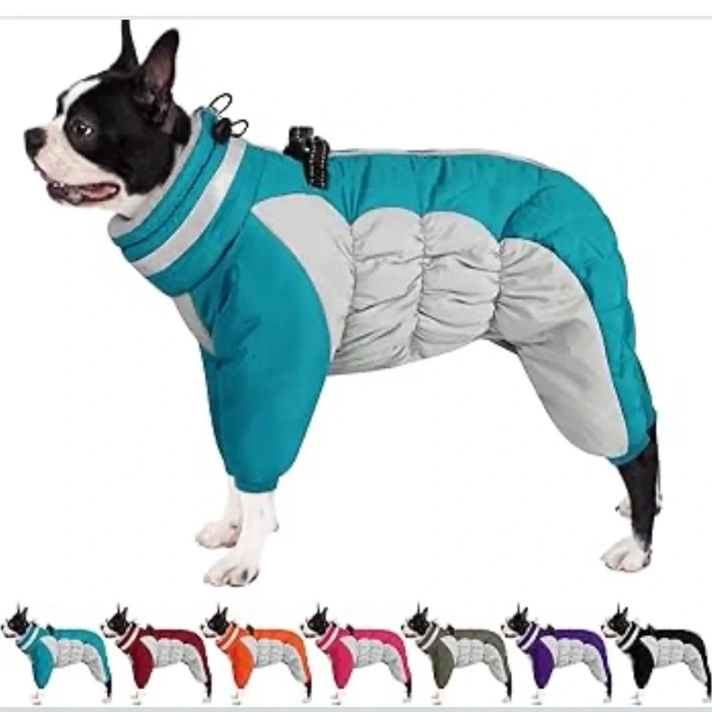 AOFITEE Fullbody Dog Coat Warm Fleece, Windproof with Harness Built in S /515-5
